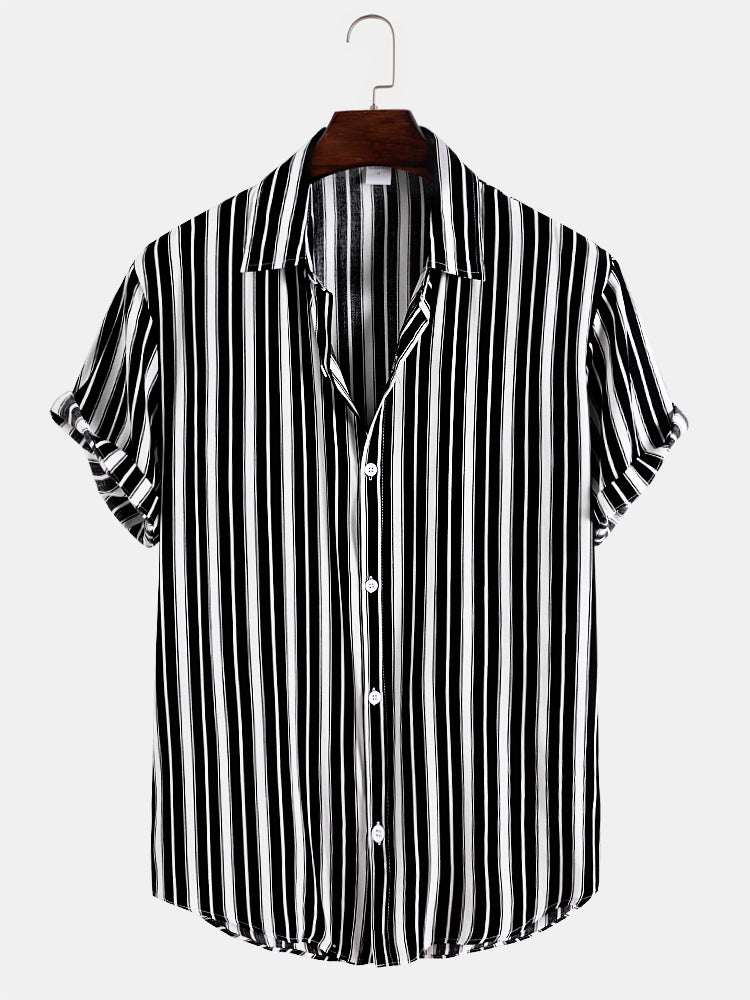 Stripes Short Sleeve Casual Shirts