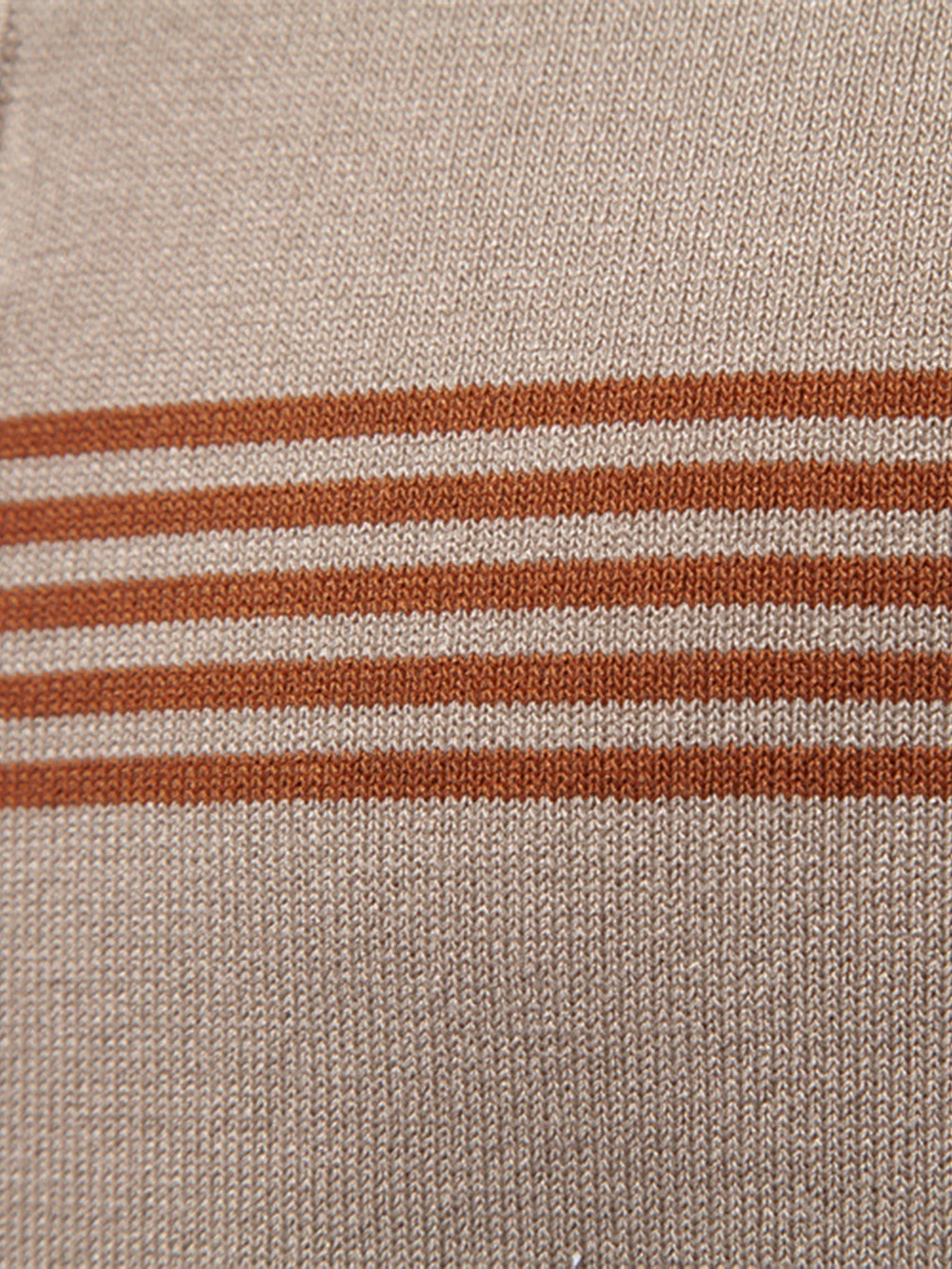Stripe Knit Zip Up Polo Shirt
