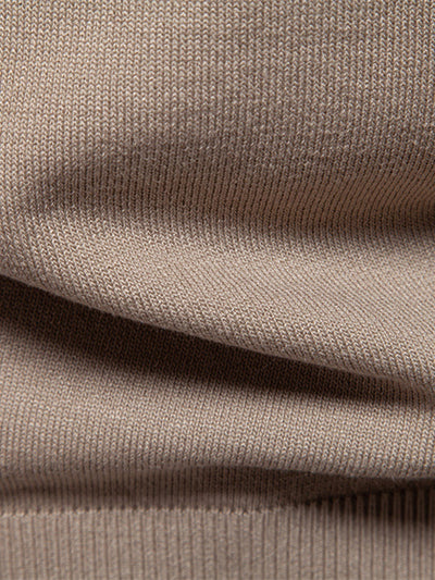 Stripe Knit Zip Up Polo Shirt