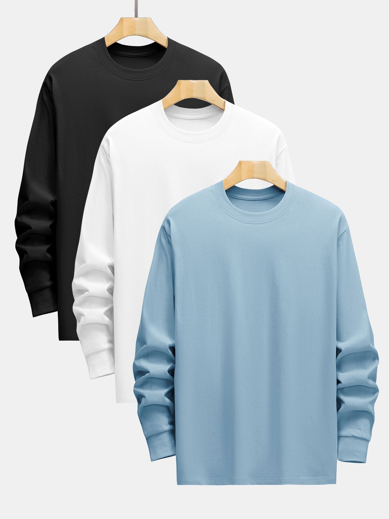 3 Pieces Basic Long Sleeve Heavy Weight T-Shirts