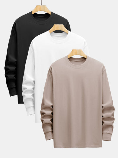 3 Pieces Basic Long Sleeve Heavy Weight T-Shirts