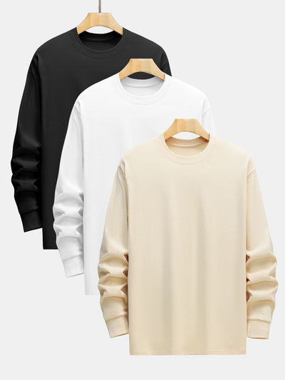 3 Pieces Basic Long Sleeve Heavy Weight T-Shirts