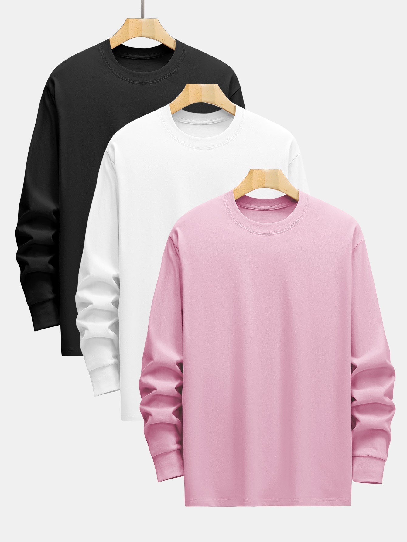 3 Pieces Basic Long Sleeve Heavy Weight T-Shirts