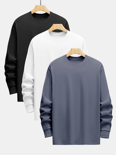 3 Pieces Basic Long Sleeve Heavy Weight T-Shirts