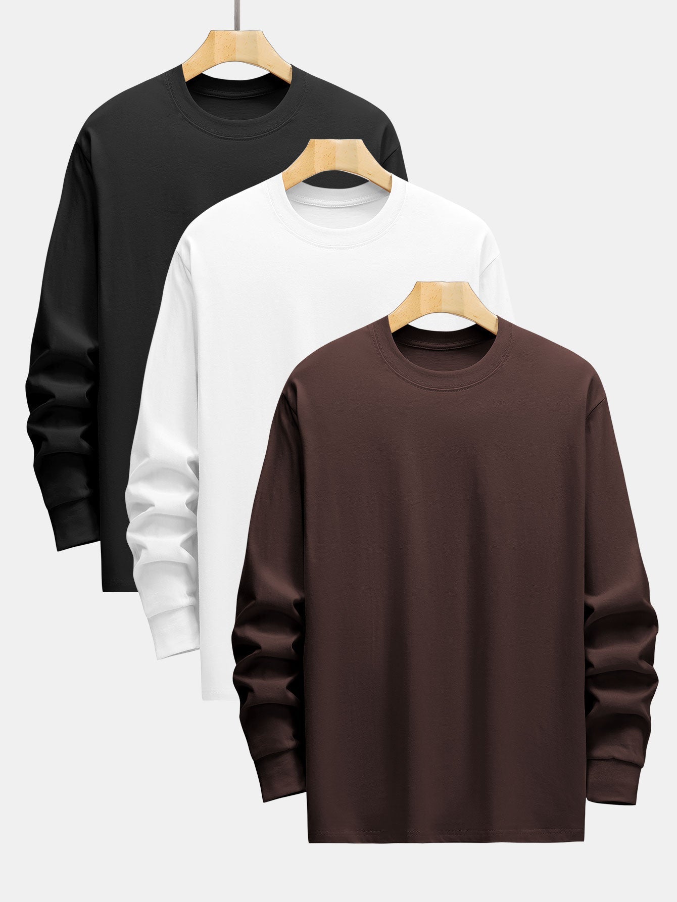 3 Pieces Basic Long Sleeve Heavy Weight T-Shirts