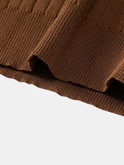 Stripe V Neck Knit Polo Shirt