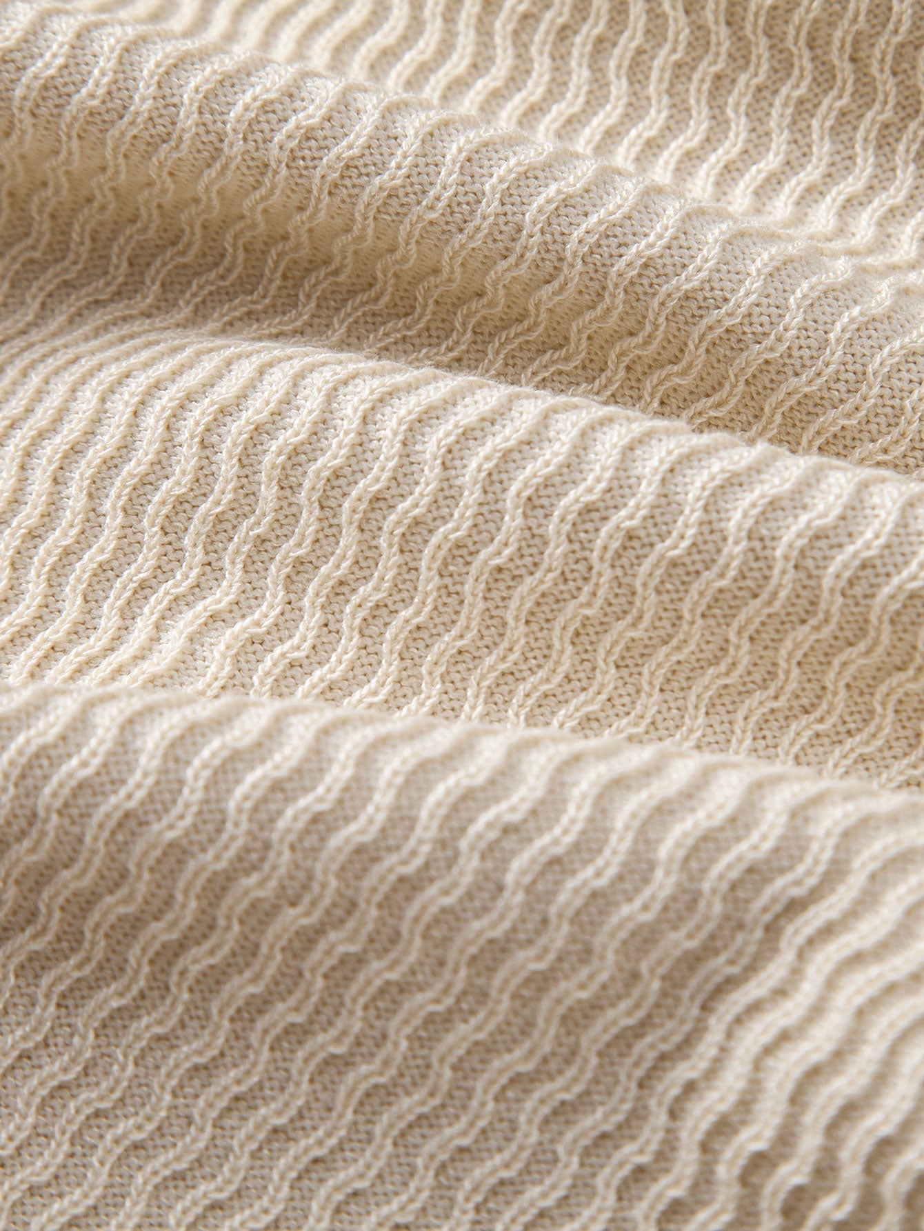 Wave Jacquard Knit V Neck Polo Shirt