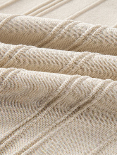 Stripe Jacquard Zipper Knit Polo Shirt