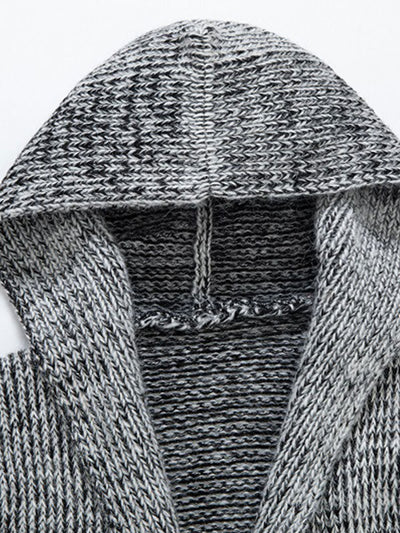 Long Line Knitted Hooded Cardigan