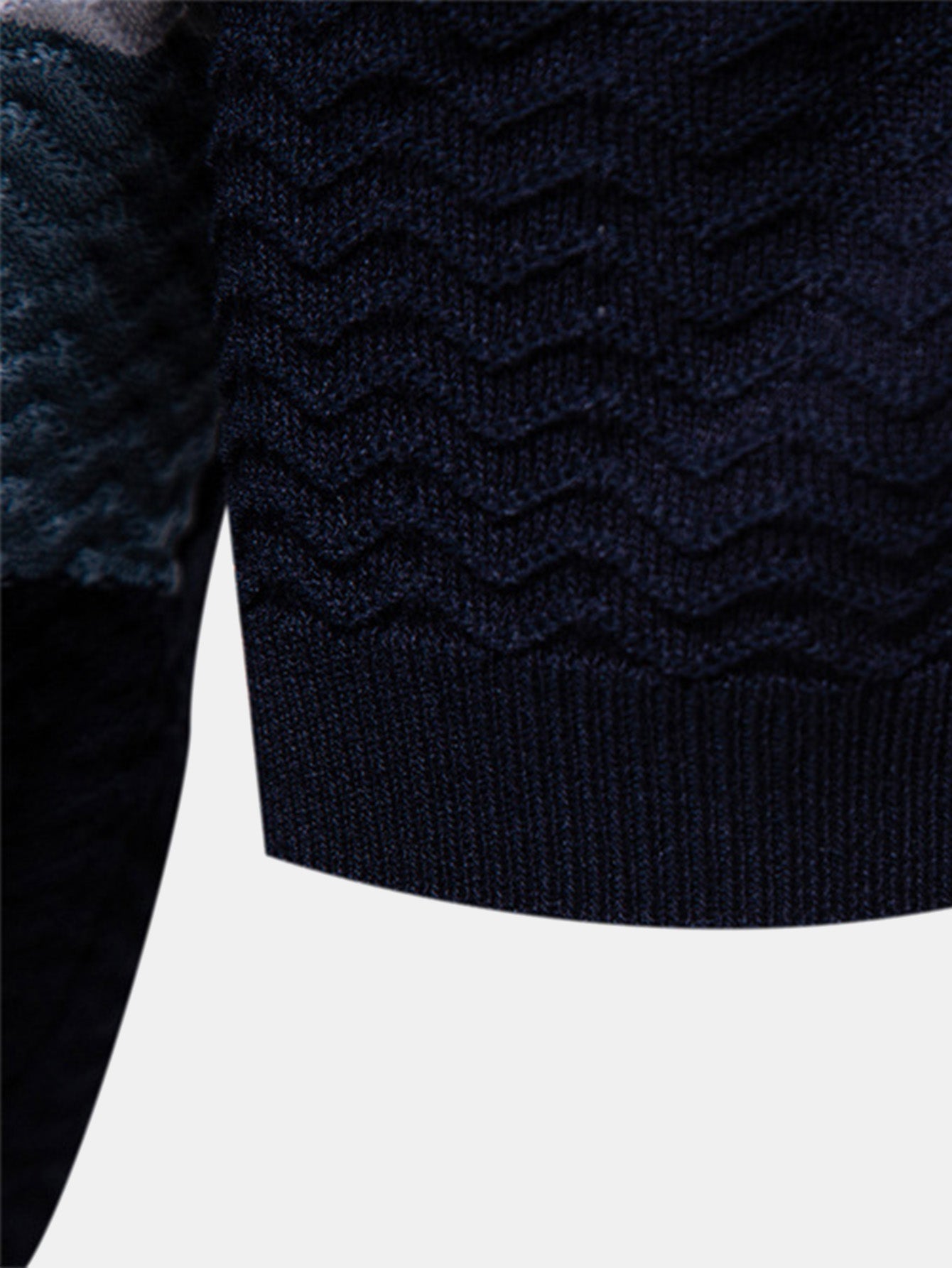 Contrast Textured Jacquard Knit Zip Up Polo Shirt