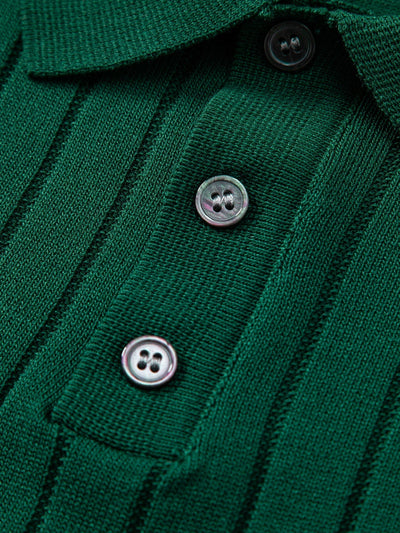 Stripe Knit Polo Shirt