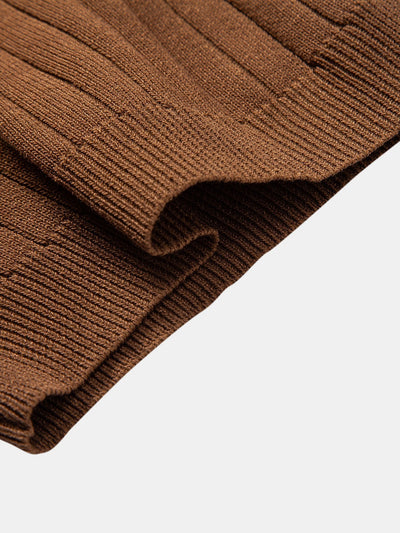 Stripe V Neck Knit Polo Shirt