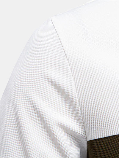 Contrast Pique V Neck Polo Shirt