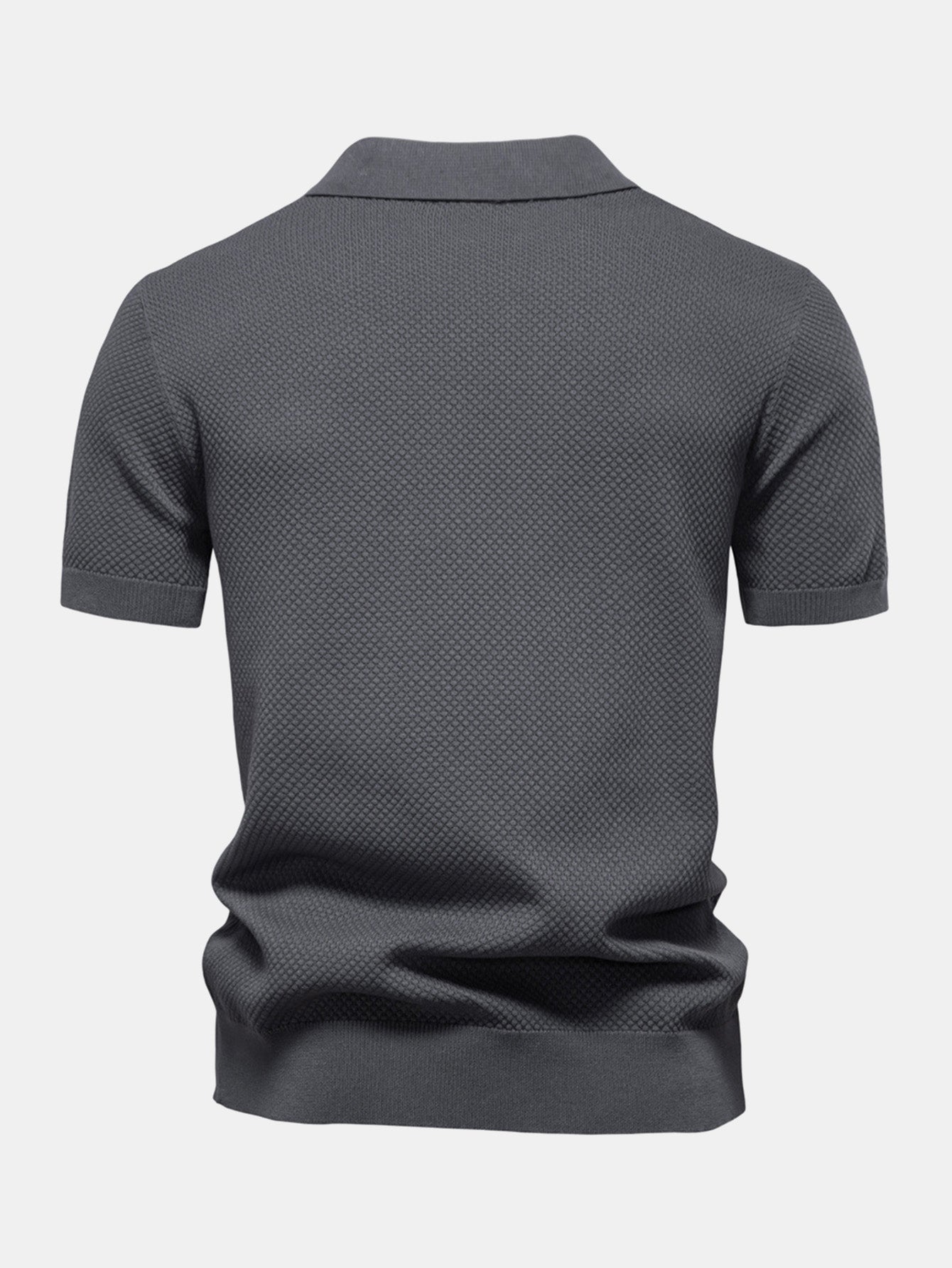 Pineapple Texture Knit V Neck Polo