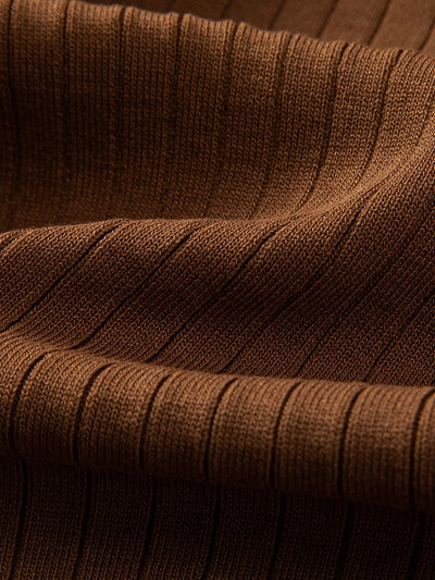 Stripe V Neck Knit Polo Shirt