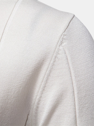 Contrast Trim Zipper Knit Polo Shirt