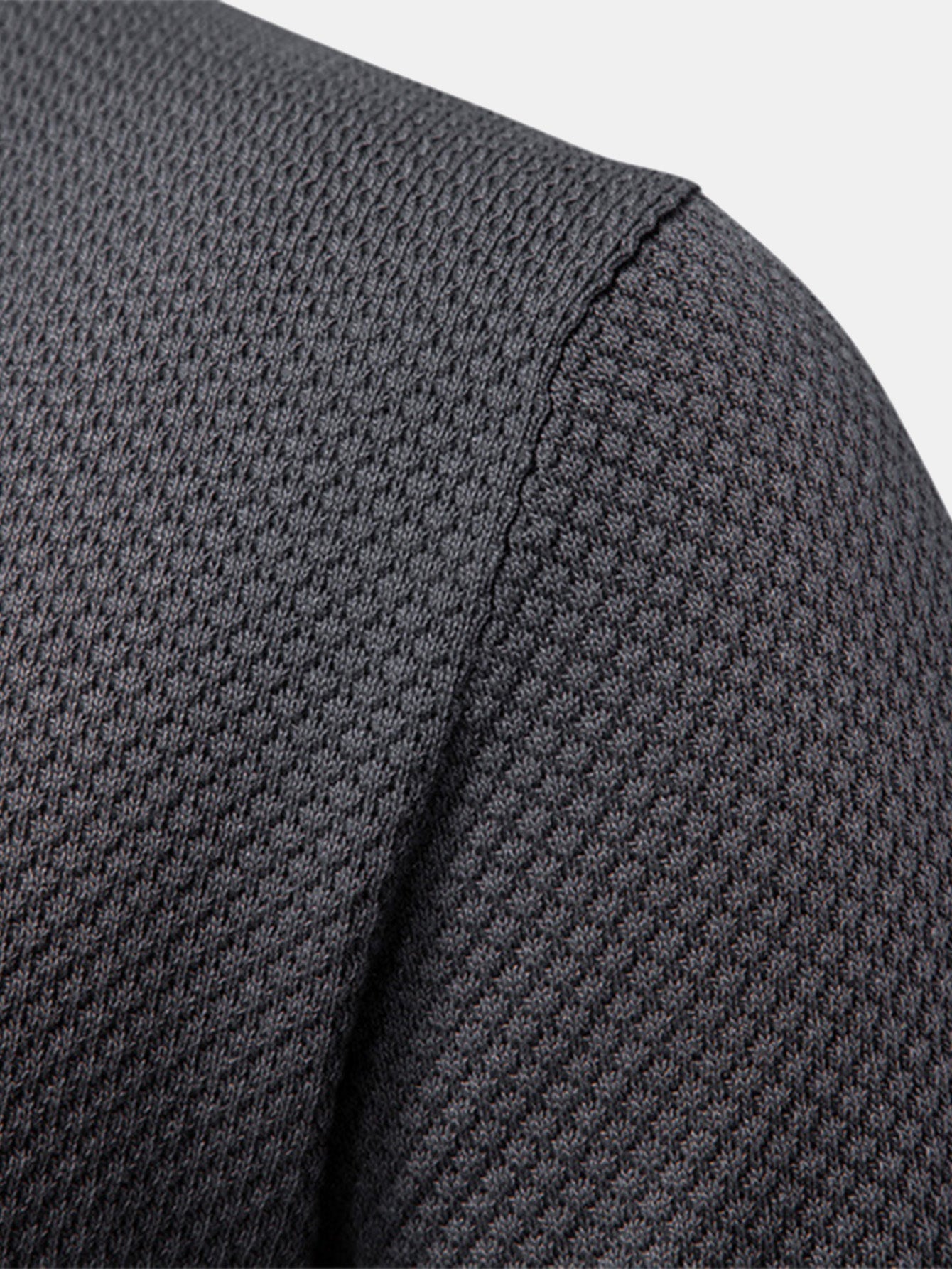 Pineapple Texture Knit V Neck Polo