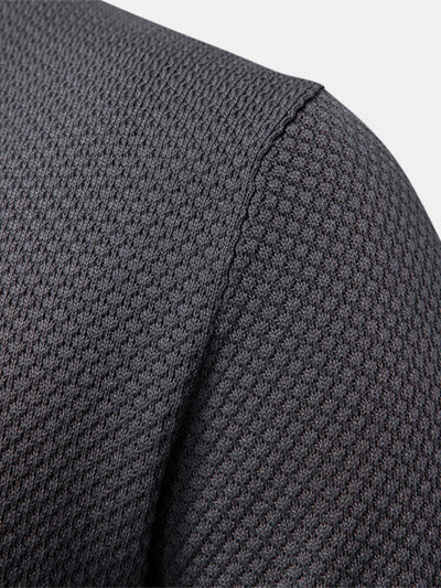 Pineapple Texture Knit V Neck Polo