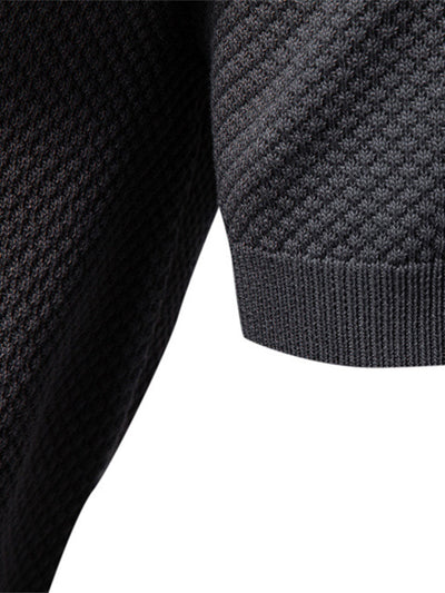 Pineapple Texture Knit V Neck Polo