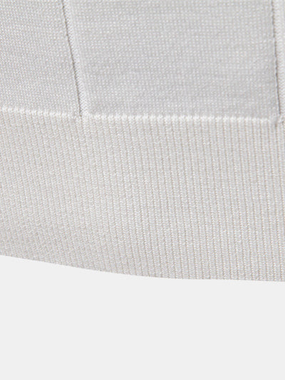 Contrast Trim Zipper Knit Polo Shirt