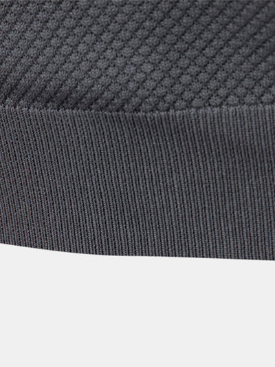 Pineapple Texture Knit V Neck Polo