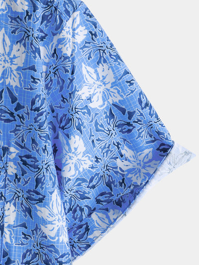 Men's Cotton Tropical Floral Short Sleeve Resort Beach Shirt