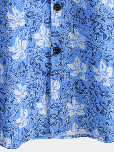 Men's Cotton Tropical Floral Short Sleeve Resort Beach Shirt