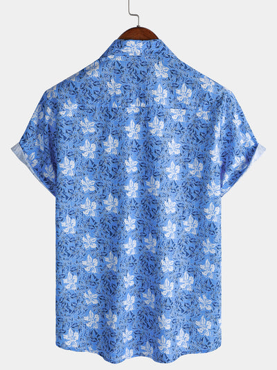 Men's Cotton Tropical Floral Short Sleeve Resort Beach Shirt