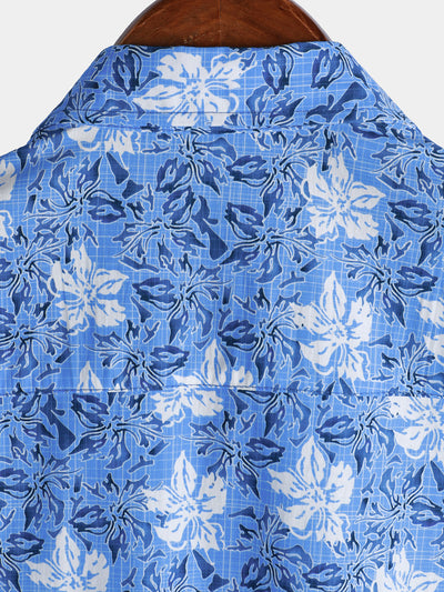 Men's Cotton Tropical Floral Short Sleeve Resort Beach Shirt