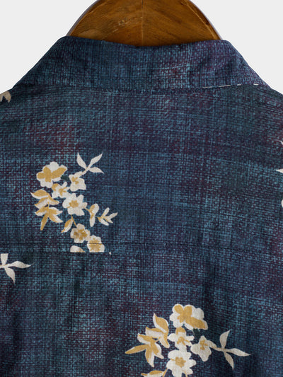 Men's Floral Printed Button Up Casual Short Sleeve Shirt