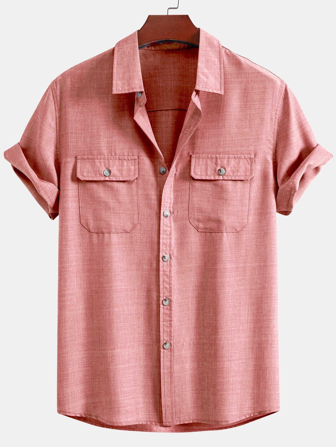 Textured Button Up Shirt With Two Pockets