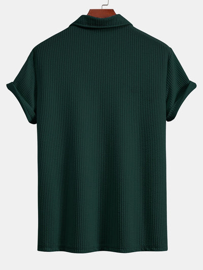 Short Sleeved V-Neck Ribbed Polo