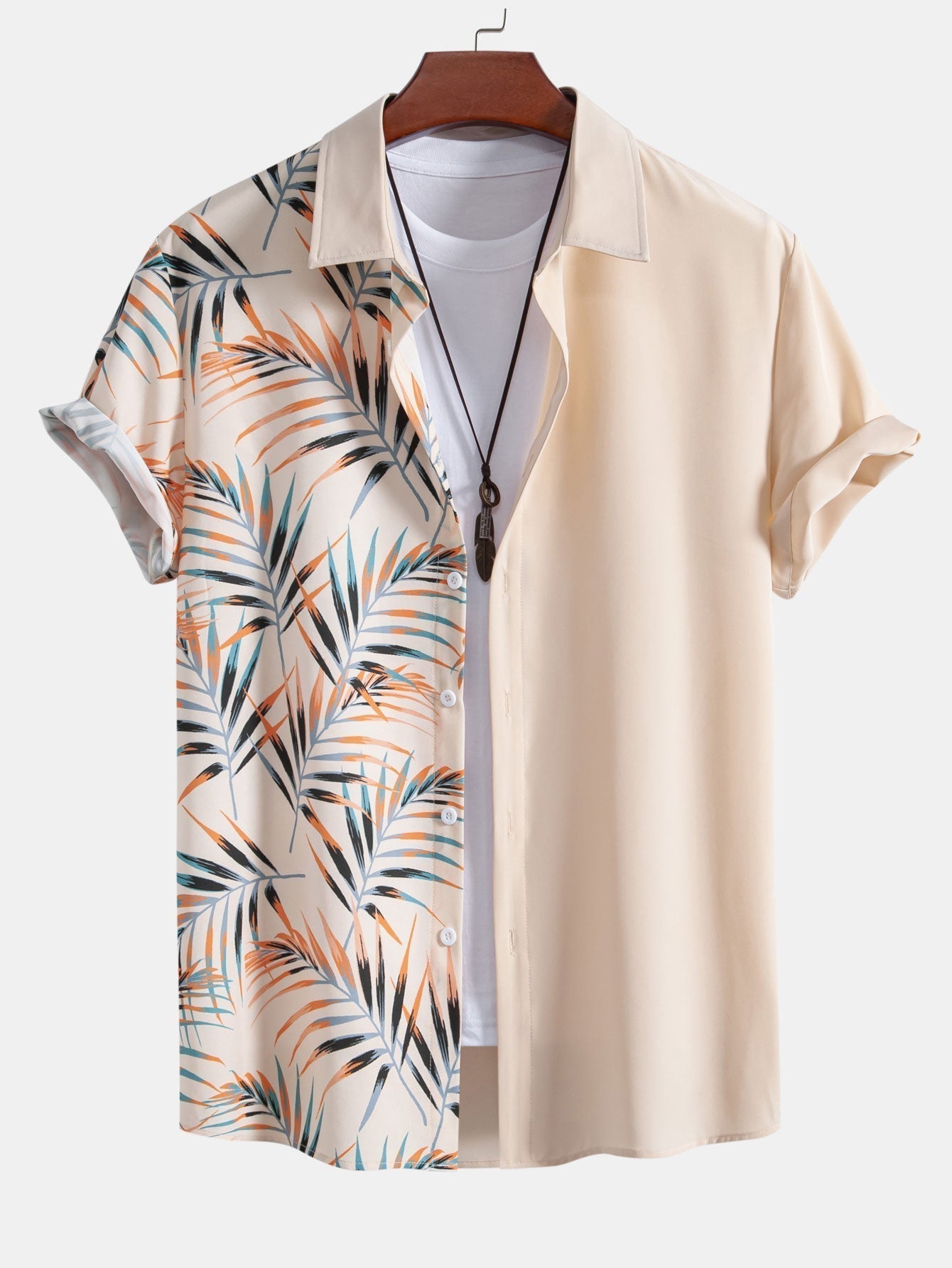 Leaf Patchwork Print Button Up Shirt