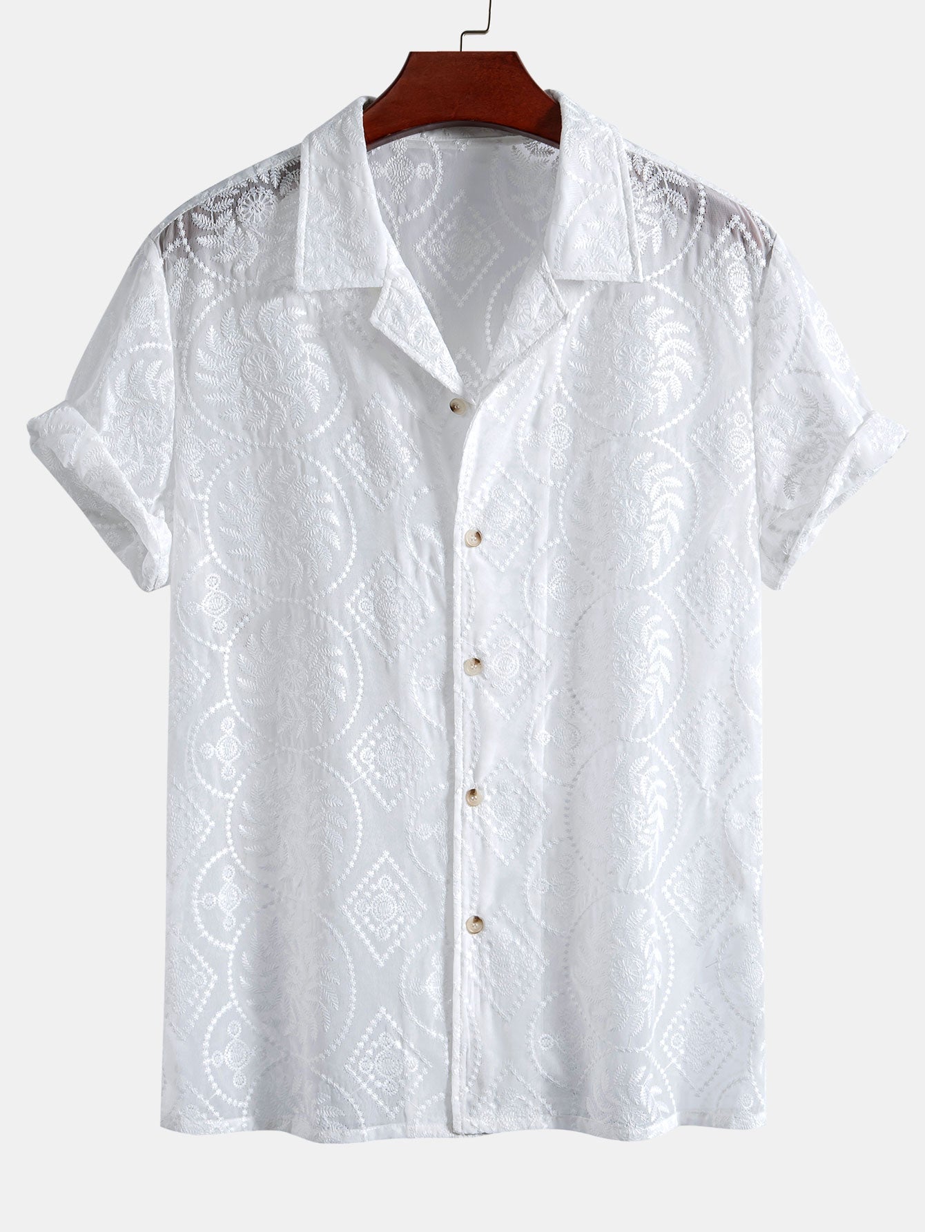 Embroidered Floral Cuban Shirt