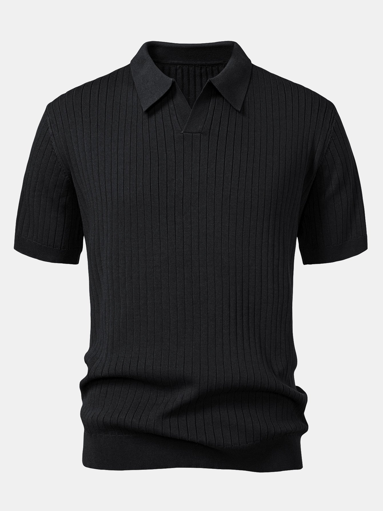 Stripe V Neck Knit Polo Shirt