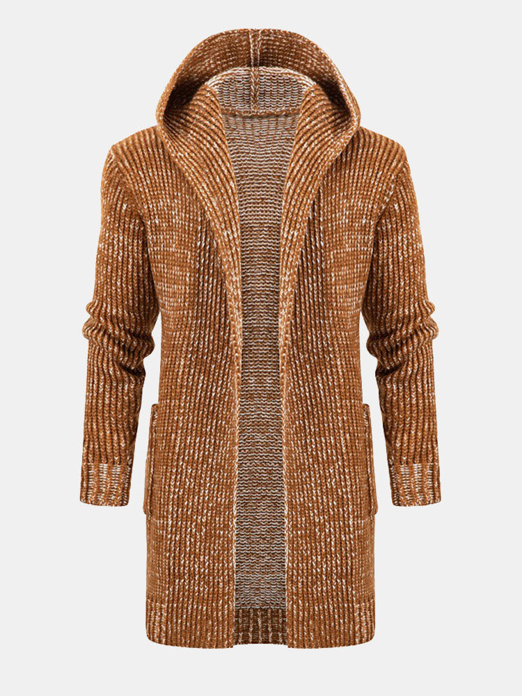 Long Line Knitted Hooded Cardigan