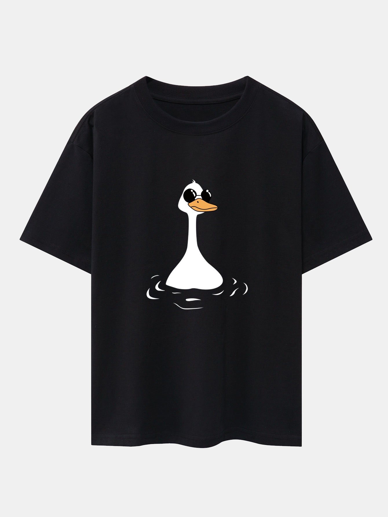 Sunglasses Goose Print Drop Shoulder Oversize T-Shirt