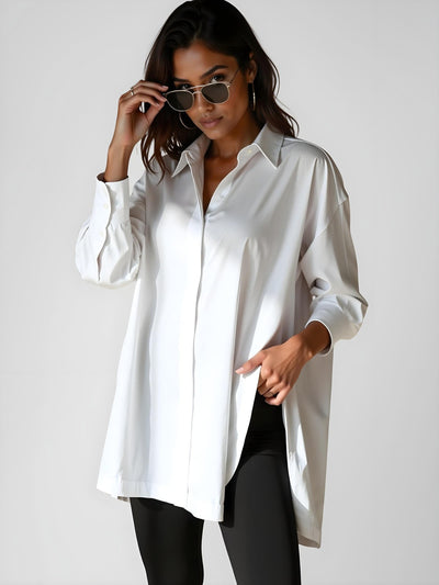 Oversized Lapel Button Shirt Dress