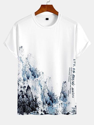 Ink Mountain Landscape Print T-Shirt