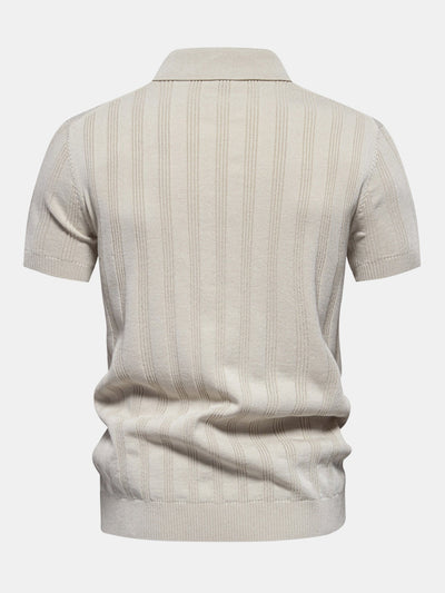 Stripe Knit Polo Shirt