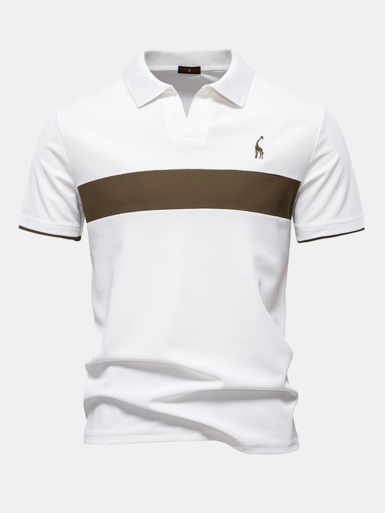 Contrast Pique V Neck Polo Shirt