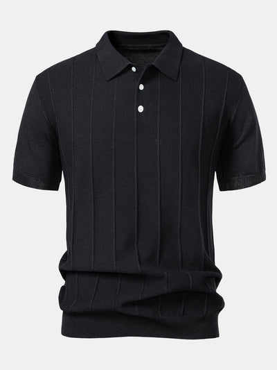 Stripe Jacquard Knit Polo Shirt