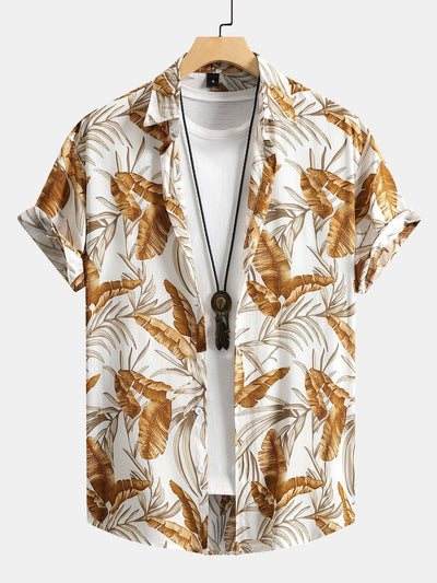 Viscose Tropical Print Button Up Shirt