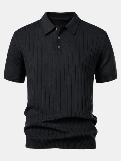 Stripe Knit Polo Shirt