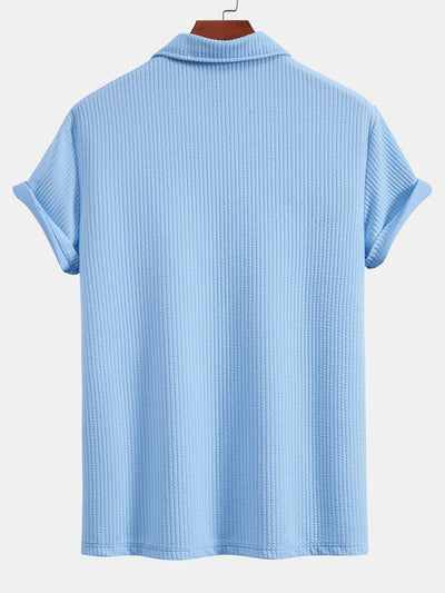 Short Sleeved V-Neck Ribbed Polo