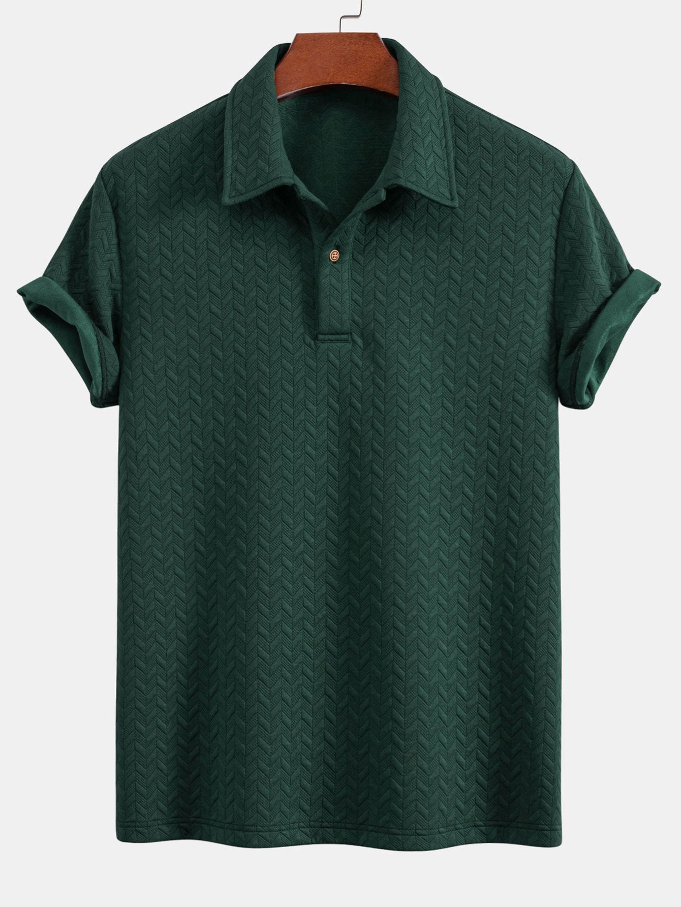 Short Sleeved Jacquard Textured Polo