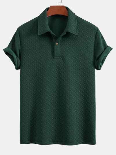Short Sleeved Jacquard Textured Polo