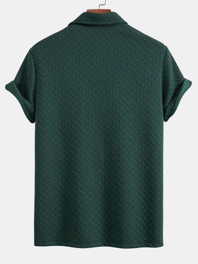 Short Sleeved Jacquard Textured Polo