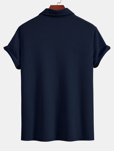 Short Sleeved V-Neck Ribbed Polo