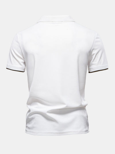 Contrast Pique V Neck Polo Shirt